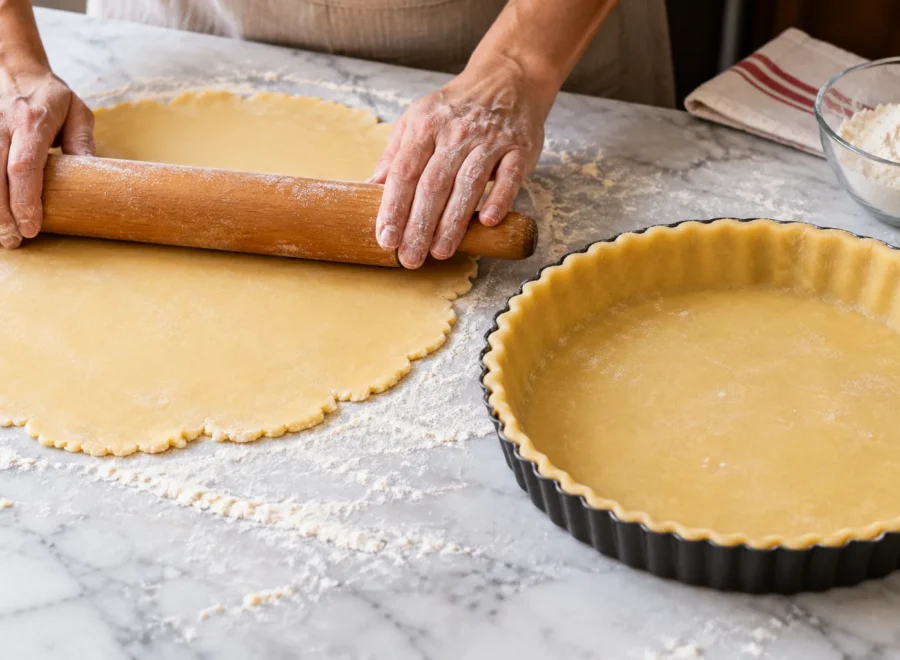 Crostata alla confettura: Stendi la frolla e rivesti lo stampo