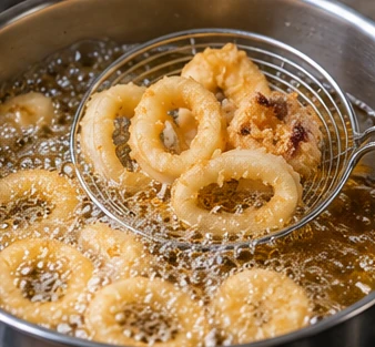 Frittura di calamari e gamberi: Friggi prima i calamari