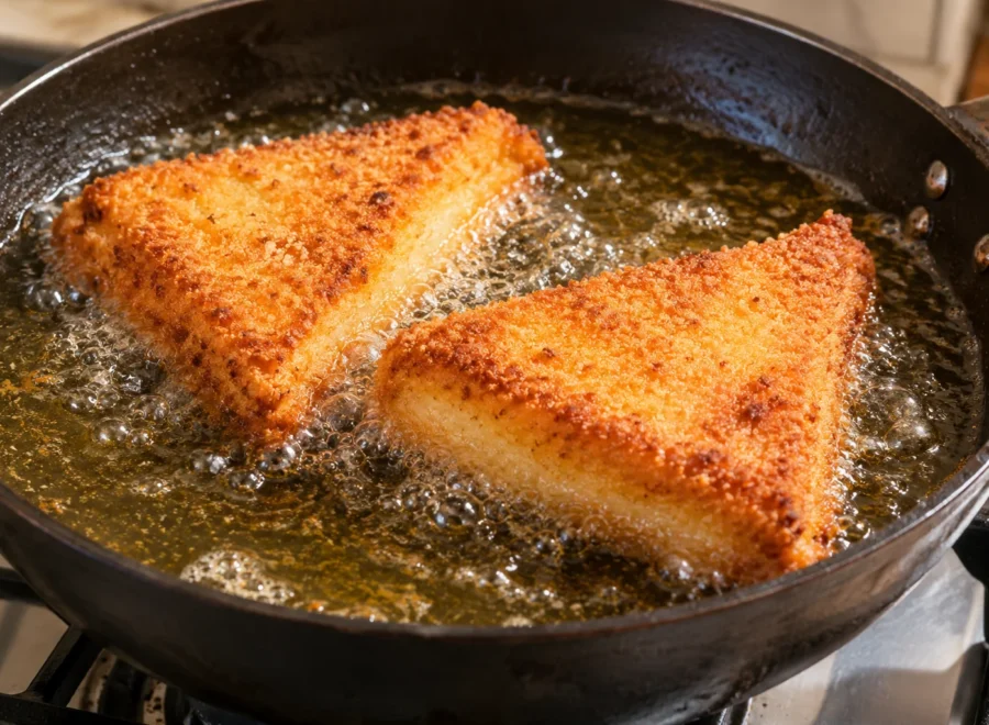 Mozzarella in carrozza: Friggi fino alla doratura