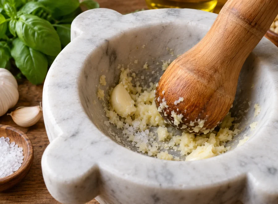 Pesto alla genovese: Pesta aglio e sale