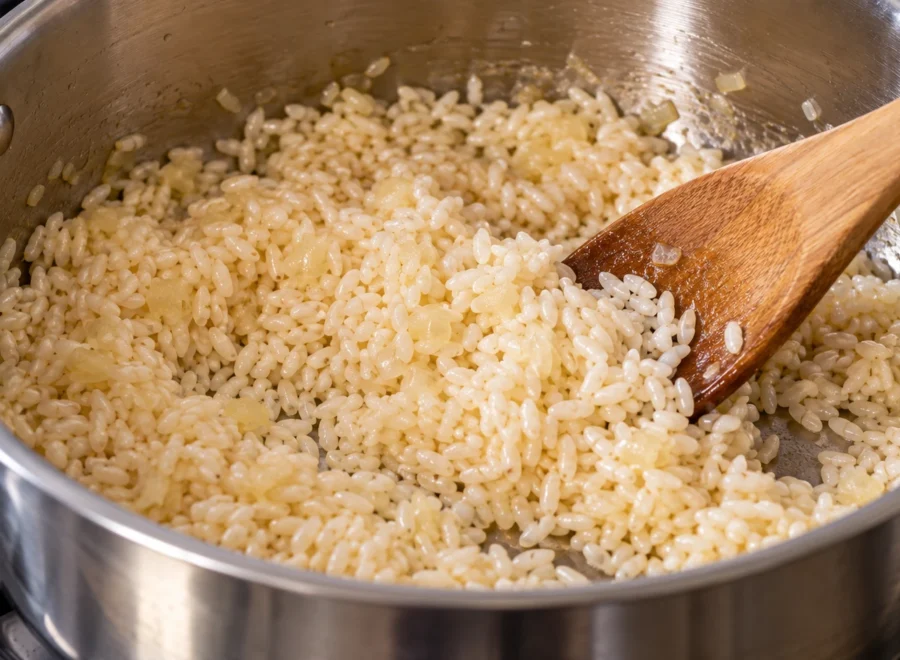Risotto alla milanese: Tosta il Carnaroli