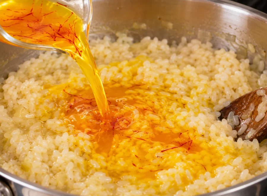 Risotto alla milanese: Aggiungi lo zafferano