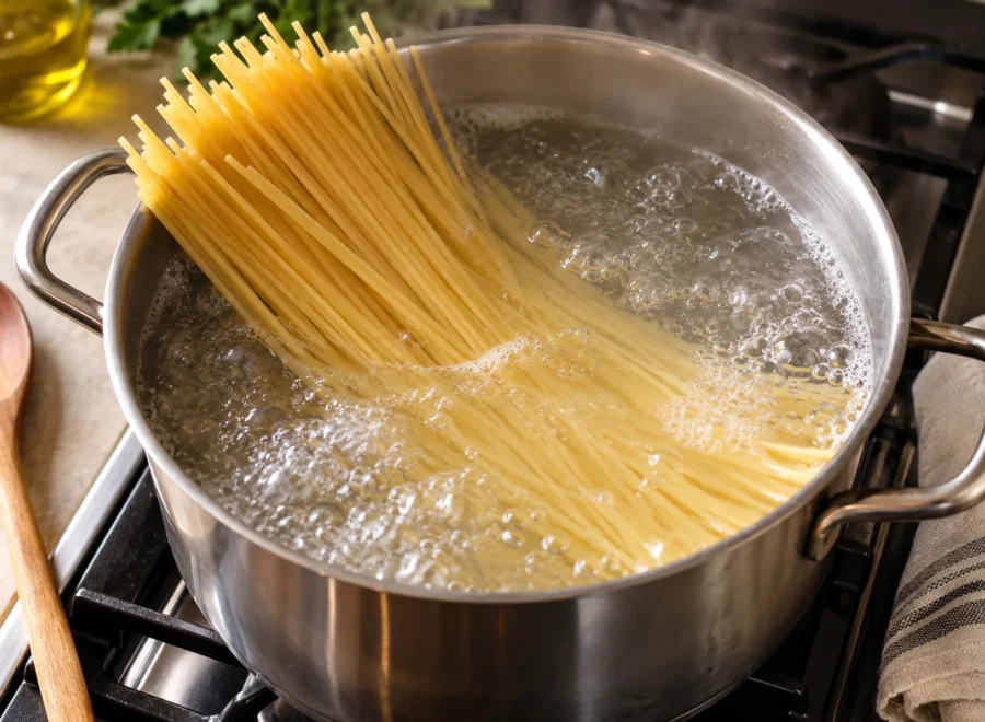 Spaghetti alle vongole: Lessa gli spaghetti molto al dente