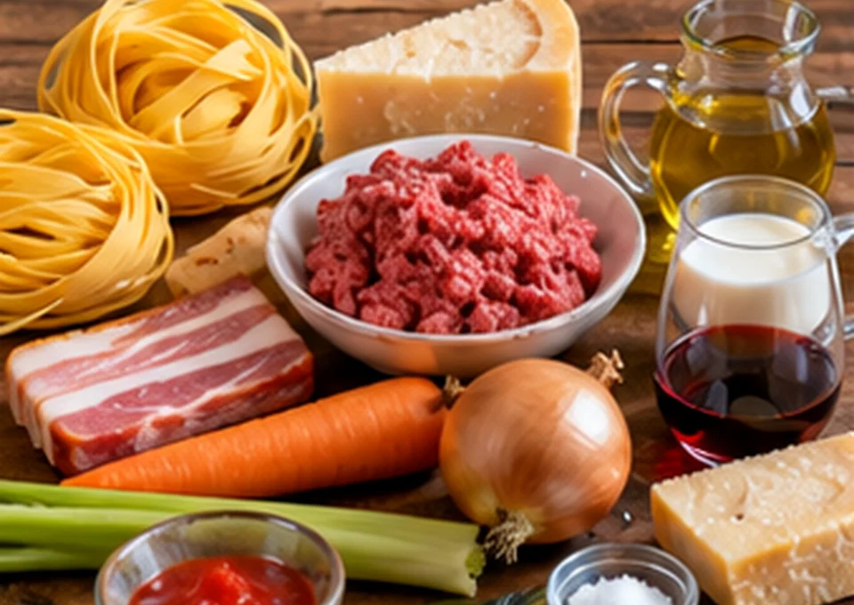 Ingredienti per Tagliatelle al ragù alla bolognese