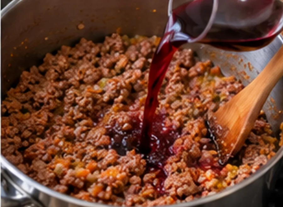 Tagliatelle al ragù alla bolognese: Sfuma con il vino